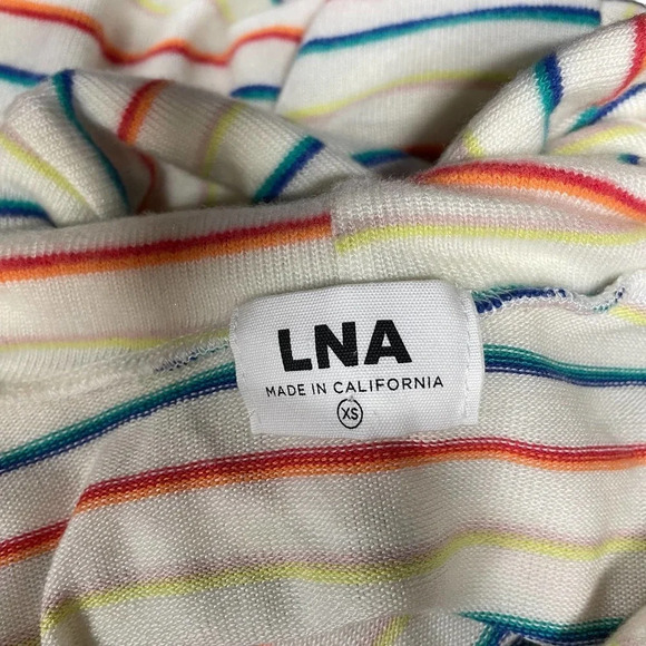 LNA Brushed Carly Striped Hoodie Sweater White Colorful‎ Size XS - Picture 10 of 13